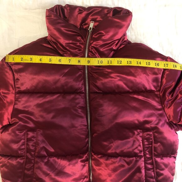 Avec Les Filles Satin Puffer Jacket M Red Glam Dark Romantic - Picture 13 of 15
